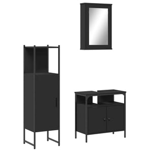 vidaXL 3 Piece Bathroom Furniture Set Black Engineered Wood