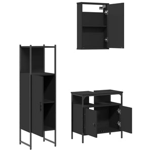 vidaXL 3 Piece Bathroom Furniture Set Black Engineered Wood