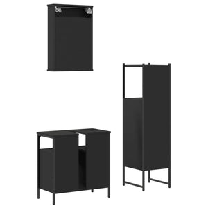 vidaXL 3 Piece Bathroom Furniture Set Black Engineered Wood