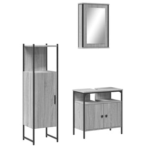 vidaXL 3 Piece Bathroom Furniture Set Grey Sonoma Engineered Wood