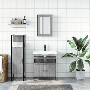 vidaXL 3 Piece Bathroom Furniture Set Grey Sonoma Engineered Wood