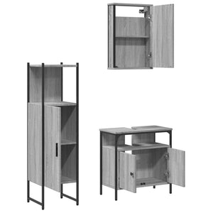 vidaXL 3 Piece Bathroom Furniture Set Grey Sonoma Engineered Wood