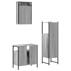 vidaXL 3 Piece Bathroom Furniture Set Grey Sonoma Engineered Wood