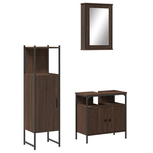 vidaXL 3 Piece Bathroom Furniture Set Brown Oak Engineered Wood