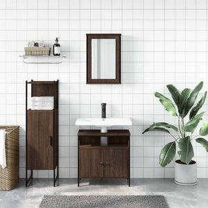 vidaXL 3 Piece Bathroom Furniture Set Brown Oak Engineered Wood