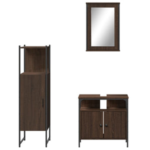 vidaXL 3 Piece Bathroom Furniture Set Brown Oak Engineered Wood