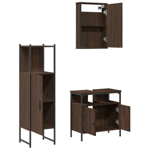 vidaXL 3 Piece Bathroom Furniture Set Brown Oak Engineered Wood