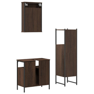 vidaXL 3 Piece Bathroom Furniture Set Brown Oak Engineered Wood