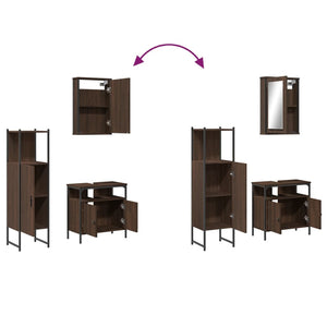 vidaXL 3 Piece Bathroom Furniture Set Brown Oak Engineered Wood