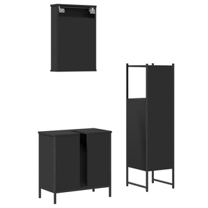 vidaXL 3 Piece Bathroom Furniture Set Black Engineered Wood