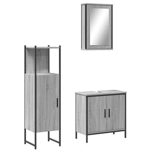 vidaXL 3 Piece Bathroom Furniture Set Grey Sonoma Engineered Wood