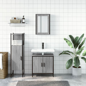 vidaXL 3 Piece Bathroom Furniture Set Grey Sonoma Engineered Wood