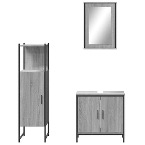 vidaXL 3 Piece Bathroom Furniture Set Grey Sonoma Engineered Wood