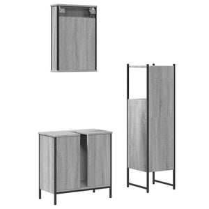 vidaXL 3 Piece Bathroom Furniture Set Grey Sonoma Engineered Wood