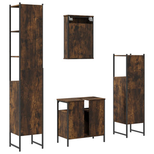 vidaXL 4 Piece Bathroom Furniture Set Smoked Oak Engineered Wood