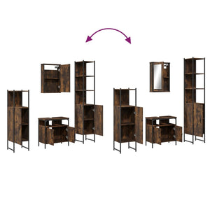 vidaXL 4 Piece Bathroom Furniture Set Smoked Oak Engineered Wood