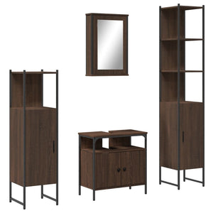 vidaXL 4 Piece Bathroom Furniture Set Brown Oak Engineered Wood