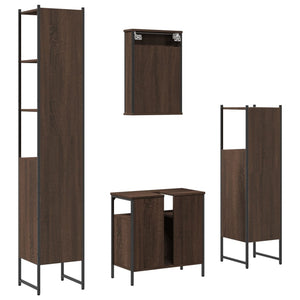 vidaXL 4 Piece Bathroom Furniture Set Brown Oak Engineered Wood