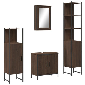 vidaXL 4 Piece Bathroom Furniture Set Brown Oak Engineered Wood