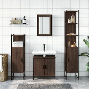 vidaXL 4 Piece Bathroom Furniture Set Brown Oak Engineered Wood