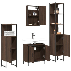 vidaXL 4 Piece Bathroom Furniture Set Brown Oak Engineered Wood