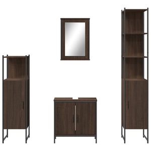 vidaXL 4 Piece Bathroom Furniture Set Brown Oak Engineered Wood