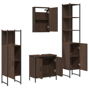 vidaXL 4 Piece Bathroom Furniture Set Brown Oak Engineered Wood