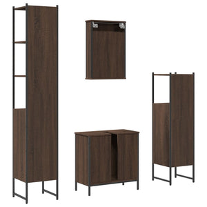 vidaXL 4 Piece Bathroom Furniture Set Brown Oak Engineered Wood