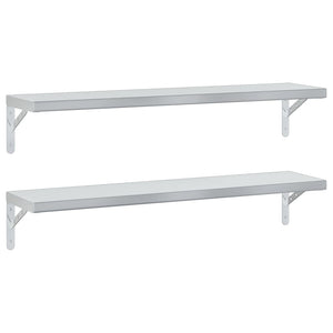 vidaXL Wall Shelves 2 pcs 100x23.5 cm Silver Stainless Steel