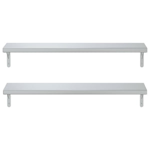 vidaXL Wall Shelves 2 pcs 100x23.5 cm Silver Stainless Steel