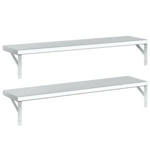 vidaXL Wall Shelves 2 pcs 100x23.5 cm Silver Stainless Steel