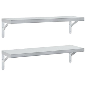 vidaXL Wall Shelves 2 pcs 75x23.5 cm Silver Stainless Steel