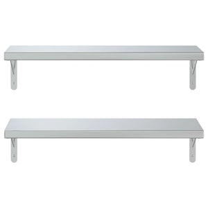 vidaXL Wall Shelves 2 pcs 75x23.5 cm Silver Stainless Steel