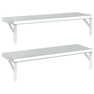 vidaXL Wall Shelves 2 pcs 75x23.5 cm Silver Stainless Steel