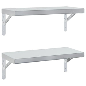 vidaXL Wall Shelves 2 pcs 50x23.5 cm Silver Stainless Steel