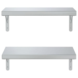 vidaXL Wall Shelves 2 pcs 50x23.5 cm Silver Stainless Steel