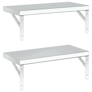 vidaXL Wall Shelves 2 pcs 50x23.5 cm Silver Stainless Steel