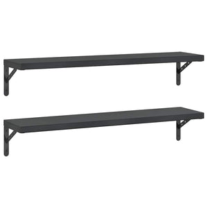 vidaXL Wall Shelves 2 pcs 100x23.5 cm Black Stainless Steel