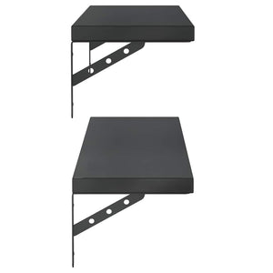 vidaXL Wall Shelves 2 pcs 100x23.5 cm Black Stainless Steel