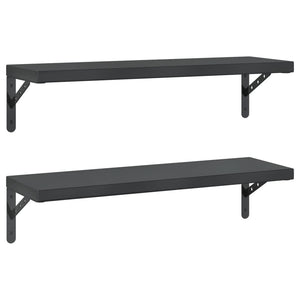 vidaXL Wall Shelves 2 pcs 75x23.5 cm Black Stainless Steel