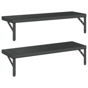 vidaXL Wall Shelves 2 pcs 75x23.5 cm Black Stainless Steel