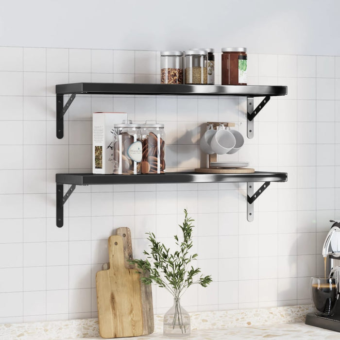 vidaXL Wall Shelves 2 pcs 75x23.5 cm Black Stainless Steel