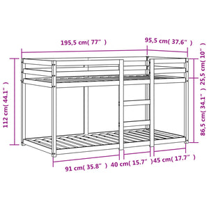 vidaXL Bunk Bed without Mattress Wax Brown 90x190 cm Single Solid Wood Pine