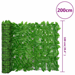 vidaXL Balcony Screen with Green Leaves 200x100 cm