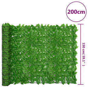 vidaXL Balcony Screen with Green Leaves 200x150 cm