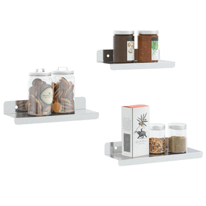 vidaXL Wall Shelves 3 pcs Silver Stainless Steel