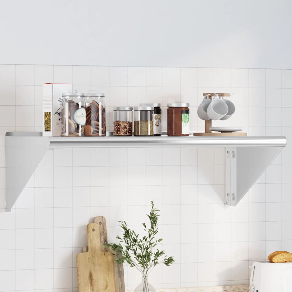 vidaXL Wall Shelf 100x45x31 cm Silver Stainless Steel