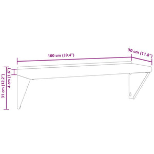 vidaXL Wall Shelf 100x30x31 cm Silver Stainless Steel