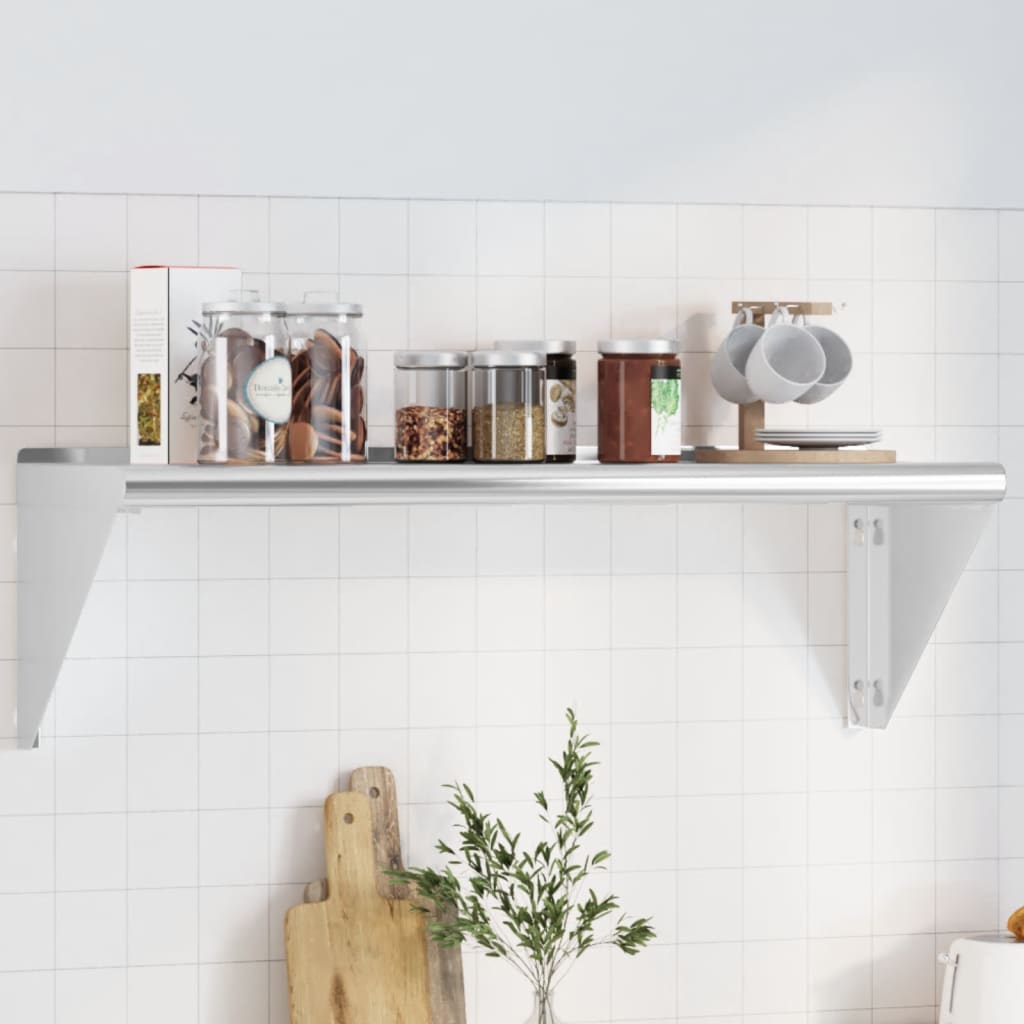 vidaXL Wall Shelf 100x30x31 cm Silver Stainless Steel