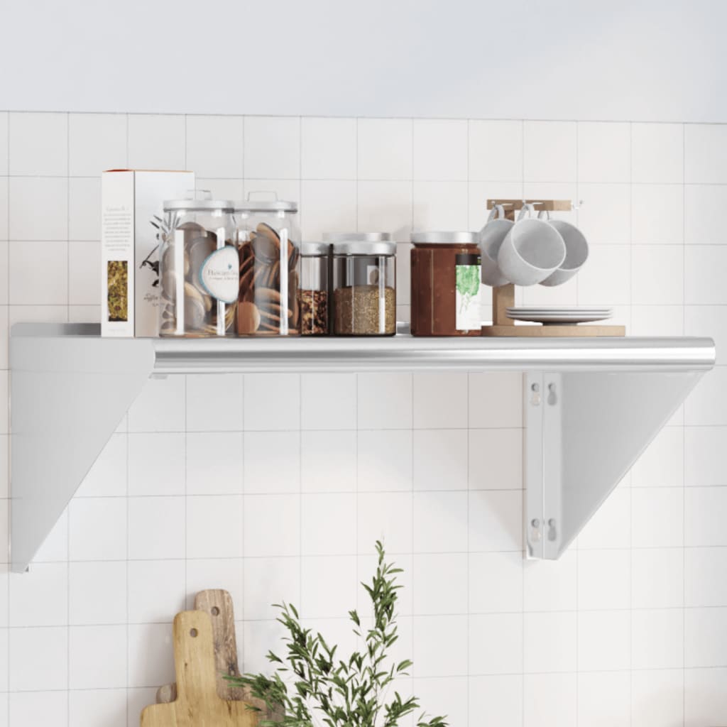 vidaXL Wall Shelf 75x45x31 cm Silver Stainless Steel